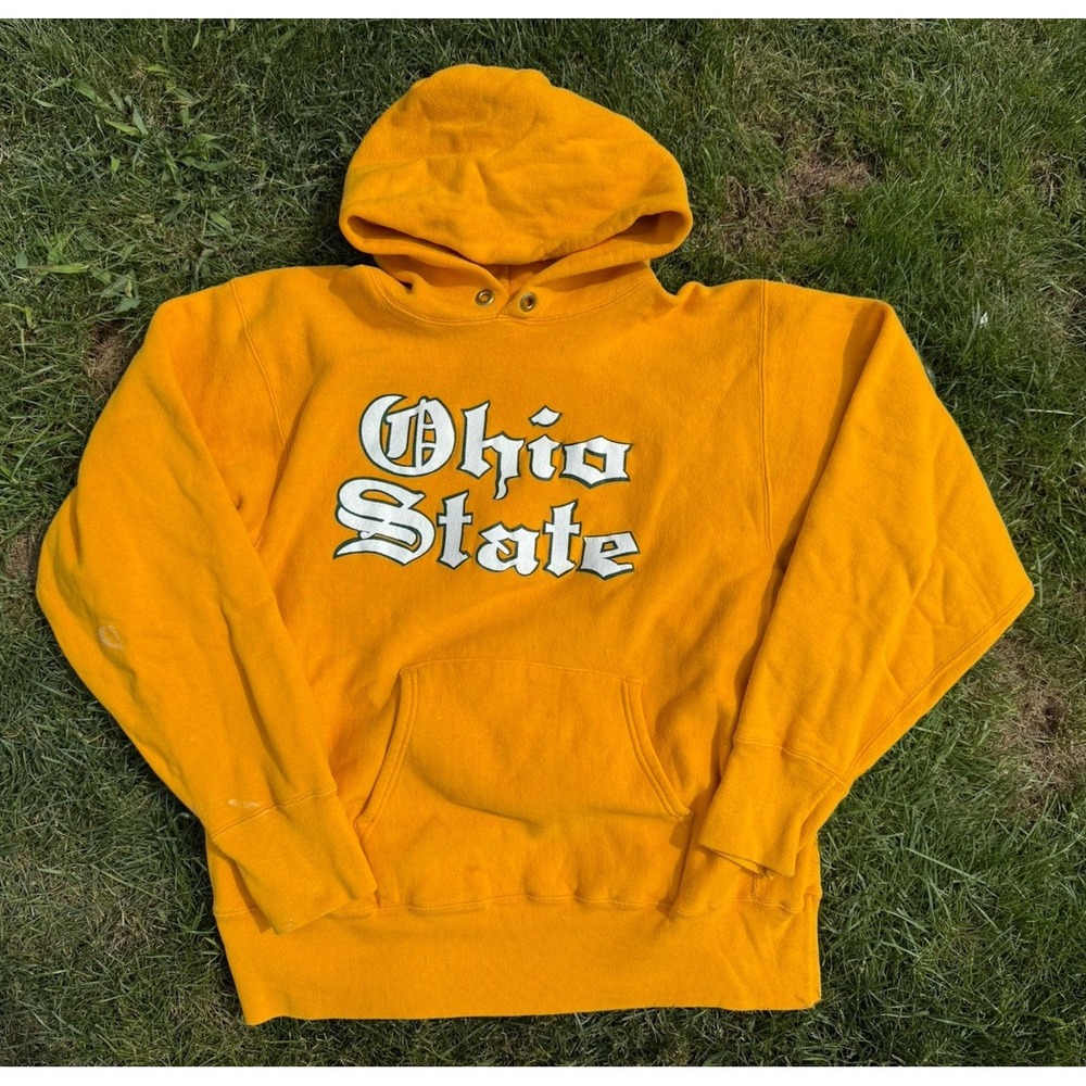 VTG 80s Ohio State University Old English Script Champion Reverse Weave Hoodie L